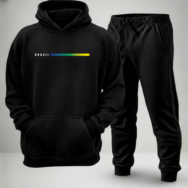 Conjunto Moletom Canguru Brasil Faixa Degradê Cores Copa Unissex