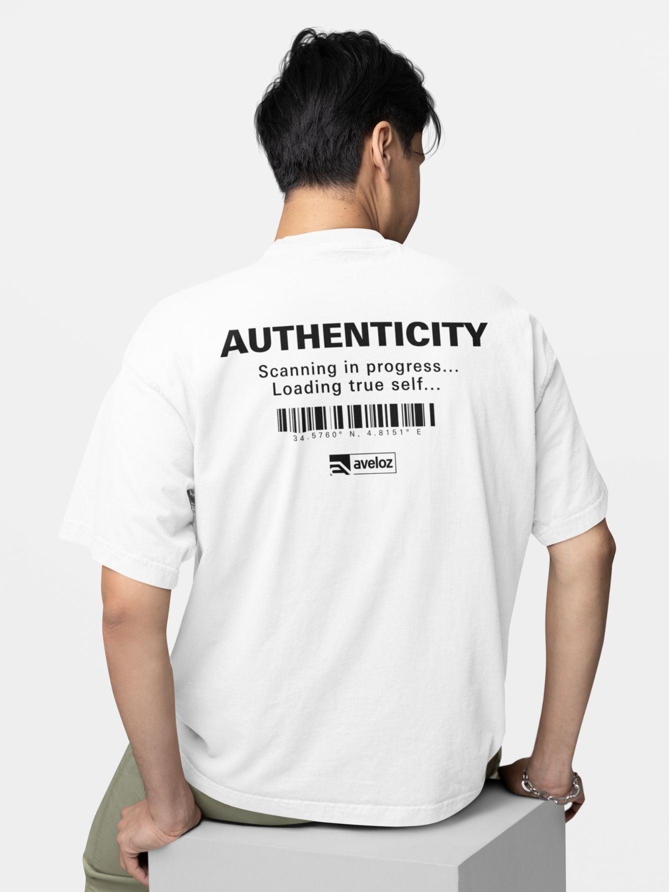 Camiseta Oversized Masculino Estampada Authenticity Streetwear Premium Branco