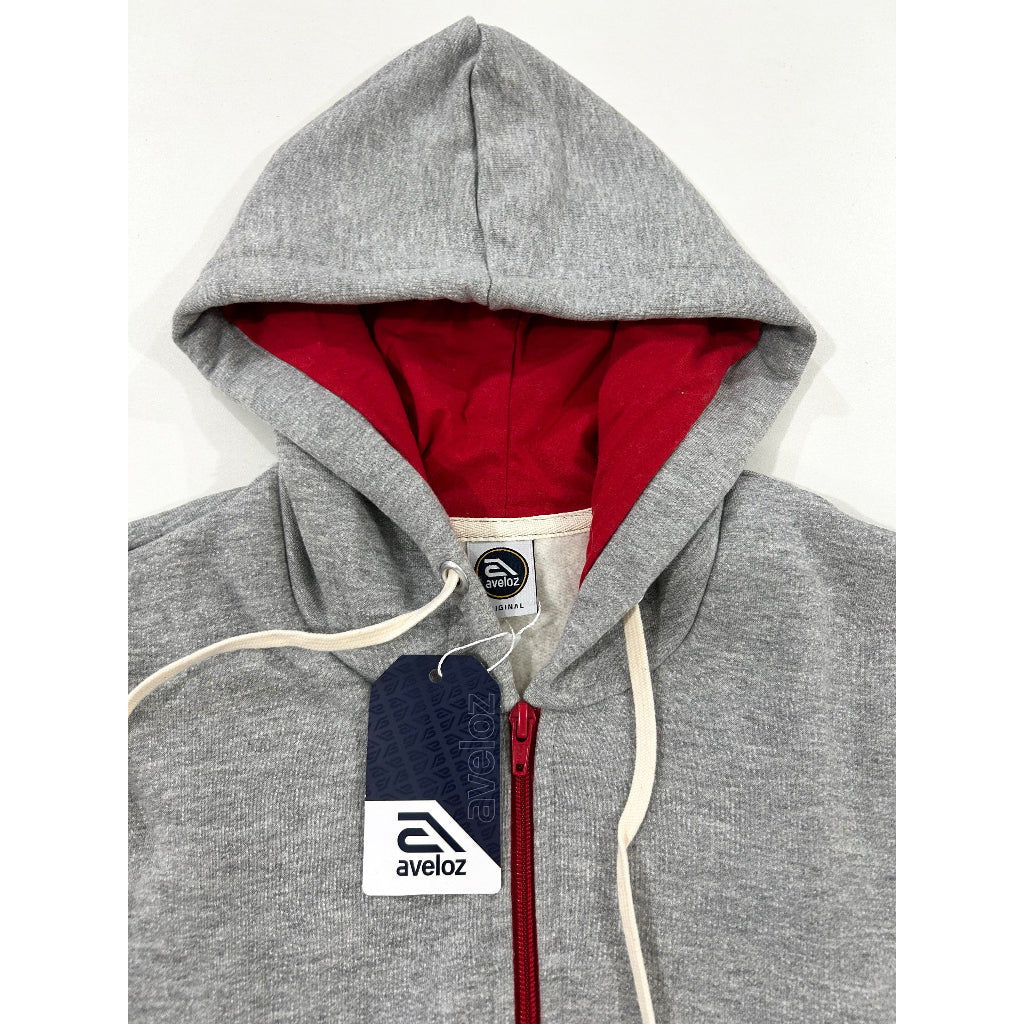 Moletom Aveloz Zíper Duo Color Cinza e Vermelho