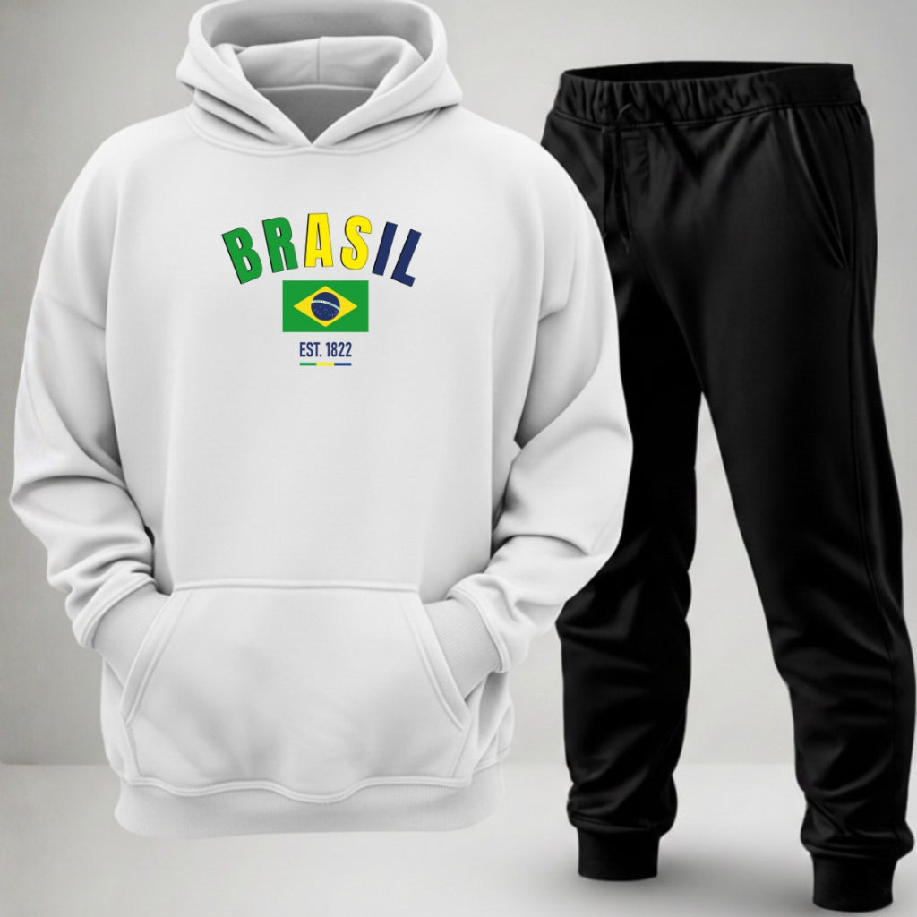 Conjunto Moletom Canguru Brasil Nação Cores Unissex