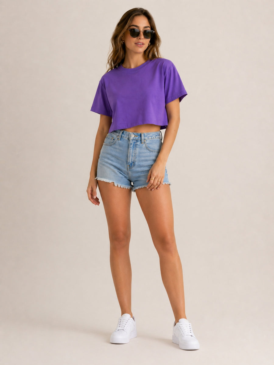 Camiseta Aveloz Feminina Cropped Roxo
