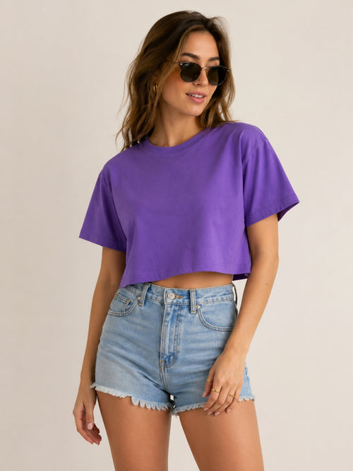 Camiseta Aveloz Feminina Cropped Roxo