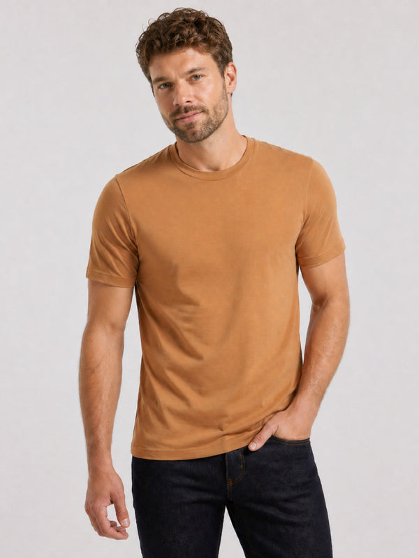 Camiseta Masculina Algodão Básica Caramelo