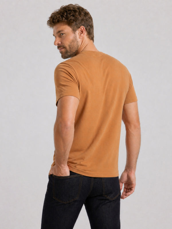 Camiseta Masculina Algodão Básica Caramelo