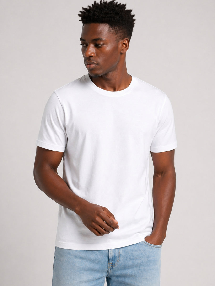 Camiseta Masculina Algodão Básica Branca