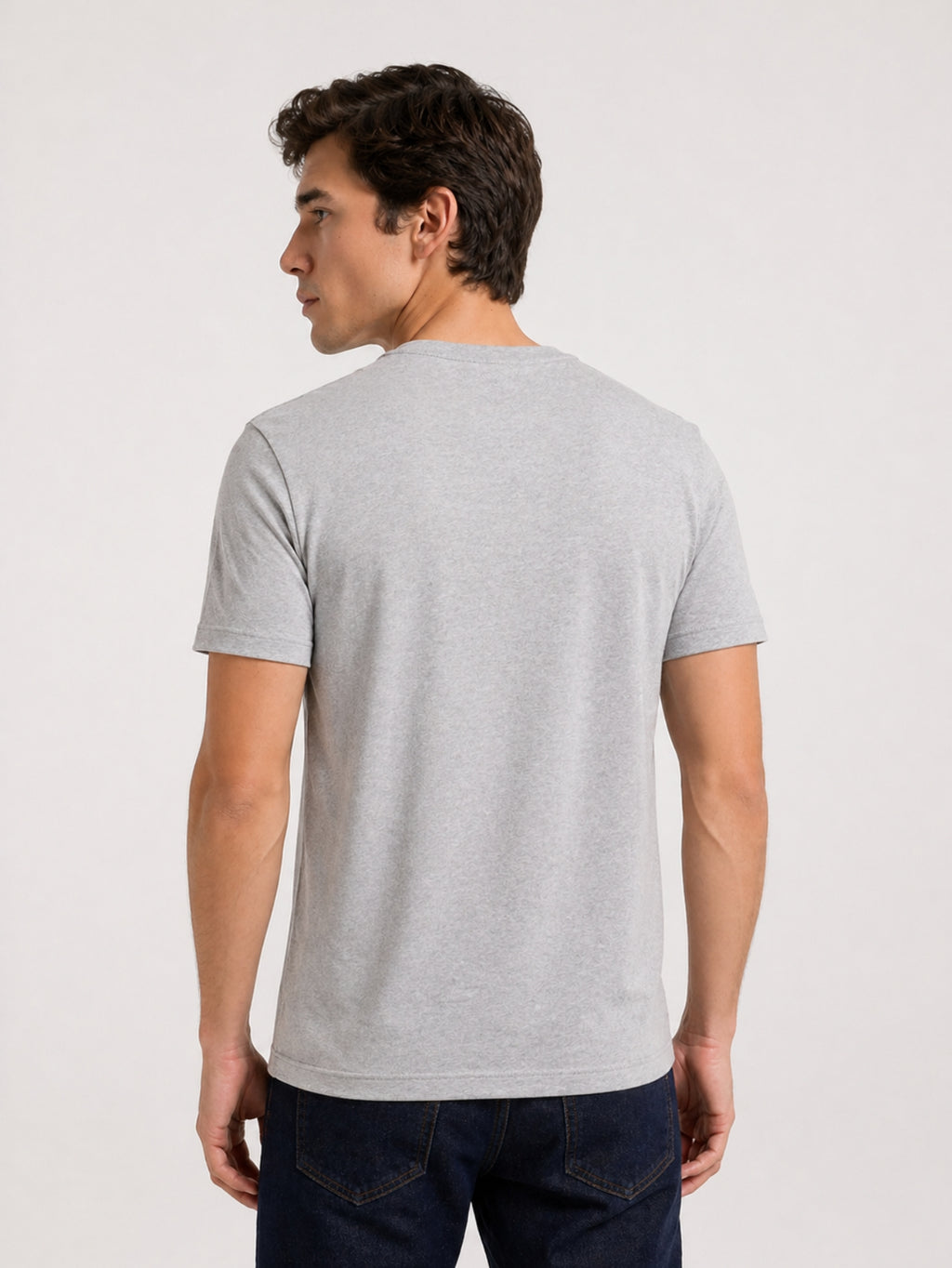 Camiseta Masculina Algodão Básica Cinza Mescla