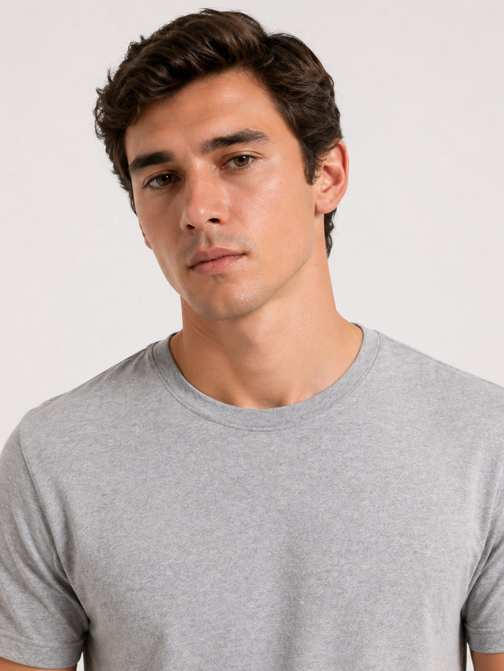 Camiseta Masculina Algodão Básica Cinza Mescla