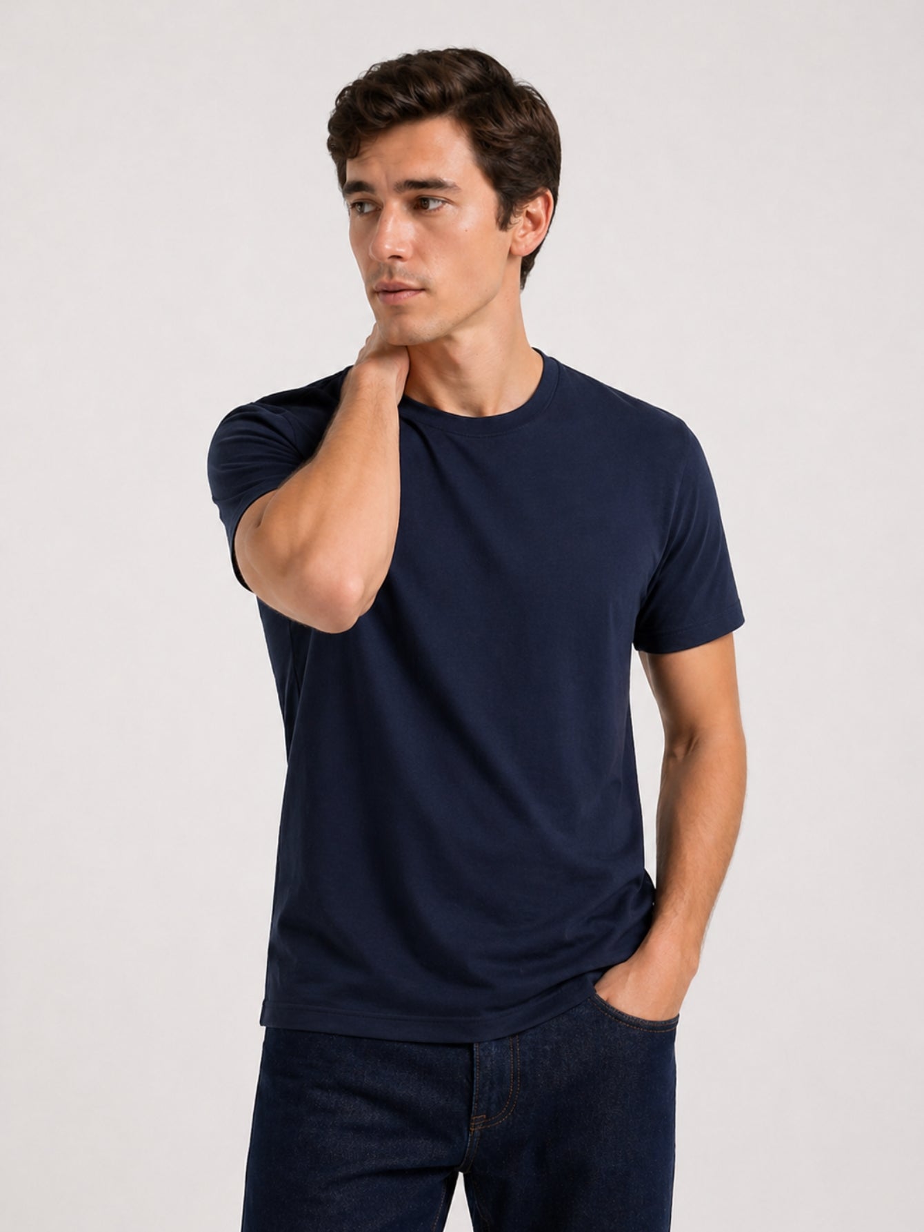 Camiseta Masculina Algodão Básica Azul Marinho