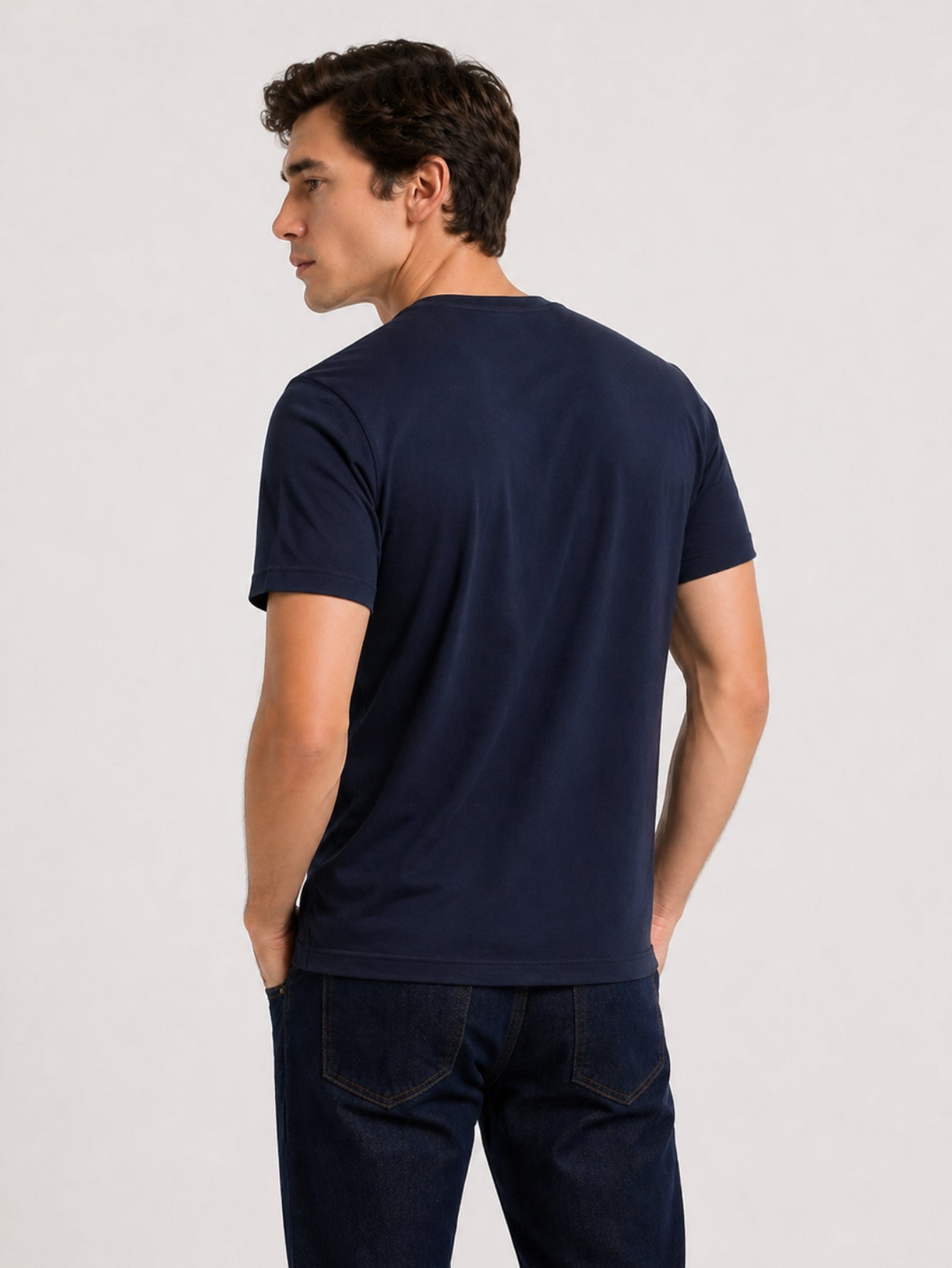 Camiseta Masculina Algodão Básica Azul Marinho