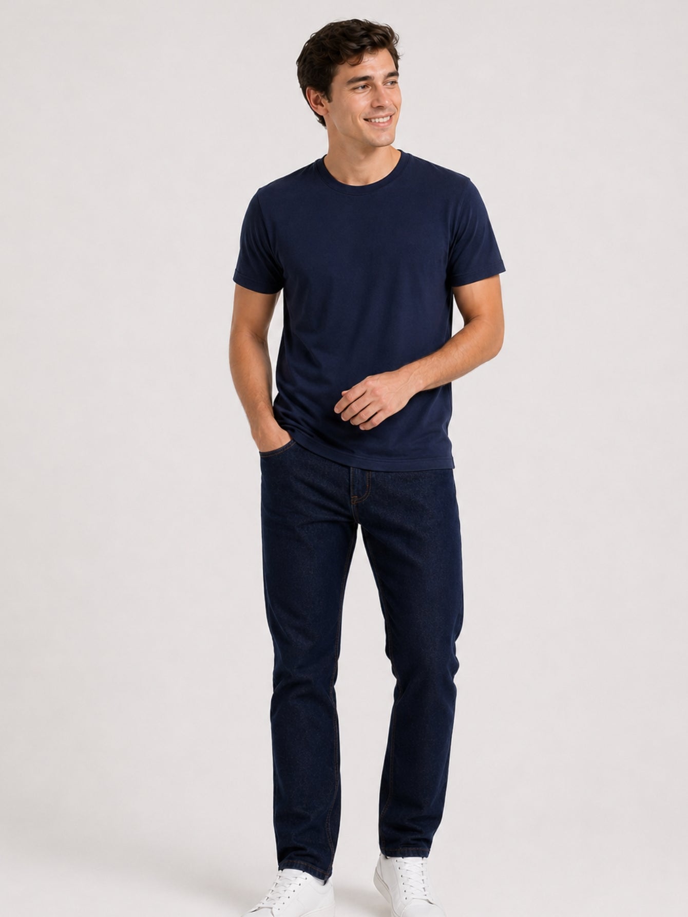 Camiseta Masculina Algodão Básica Azul Marinho