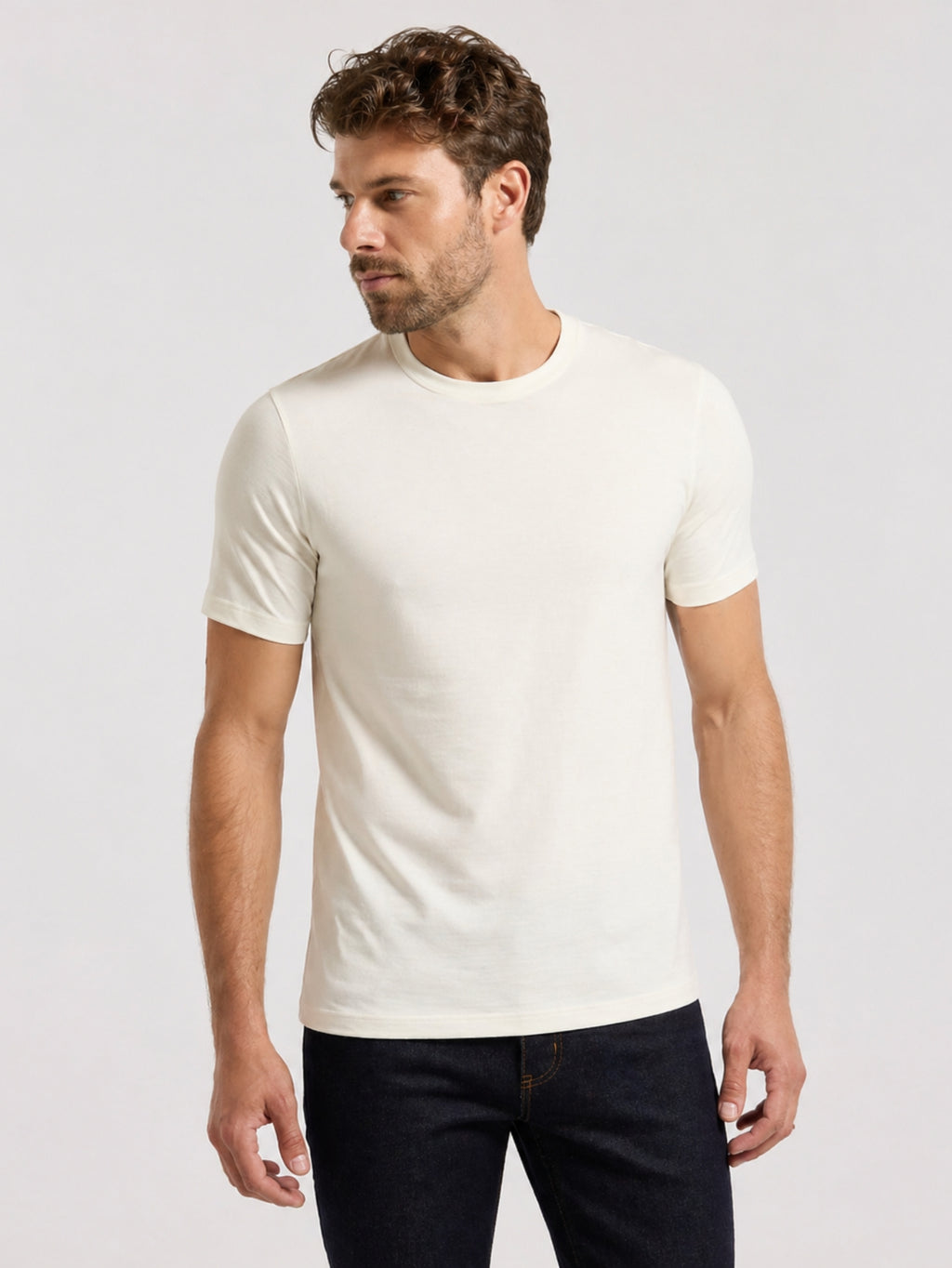 Camiseta Masculina Algodão Básica Off White