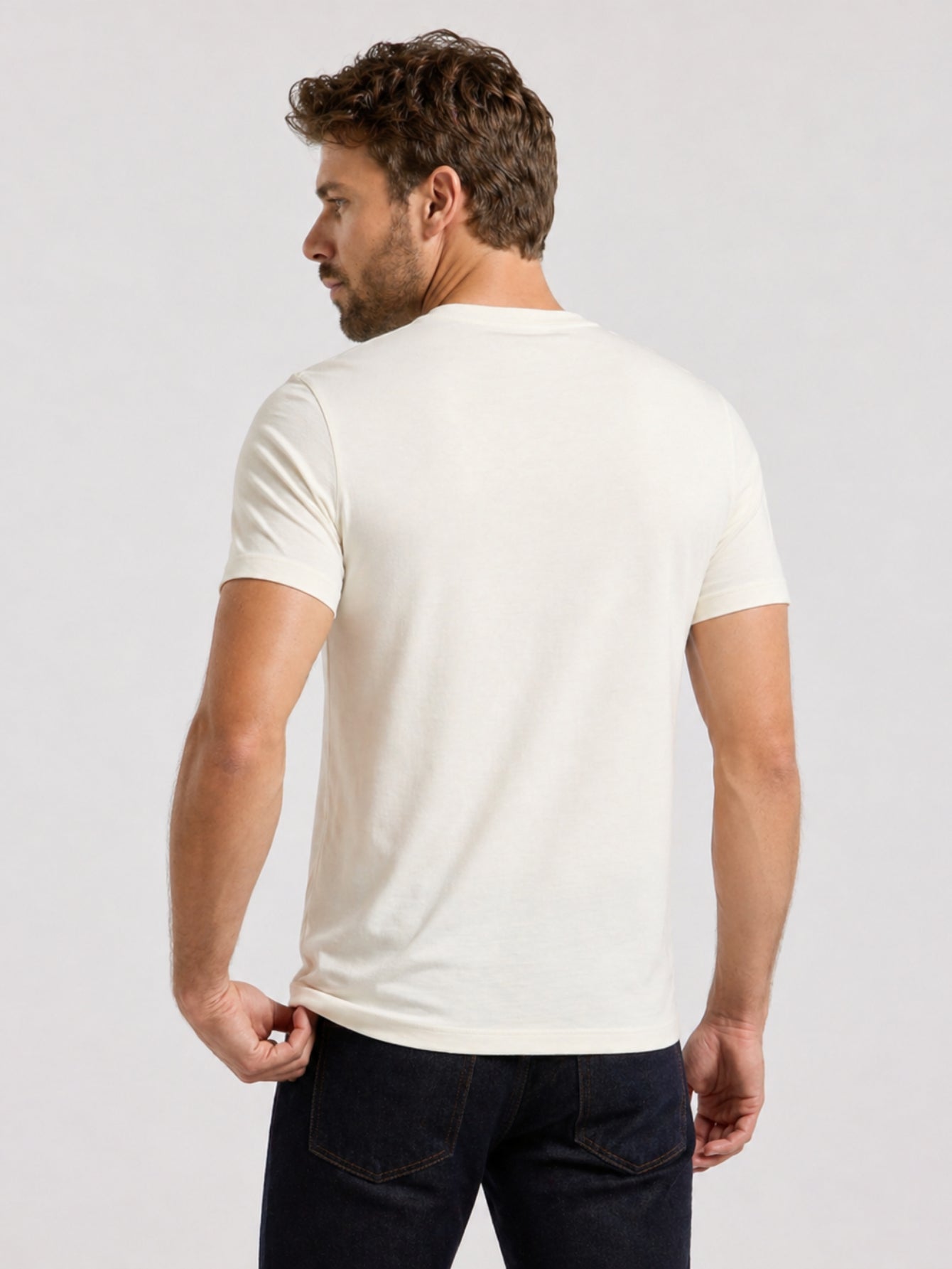 Camiseta Masculina Algodão Básica Off White