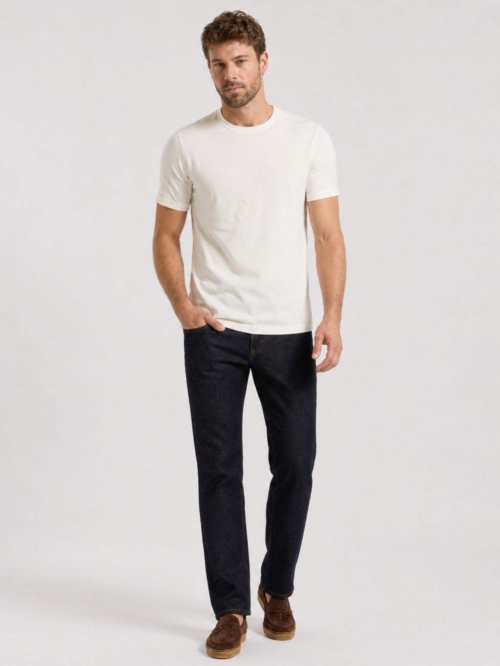 Camiseta Masculina Algodão Básica Off White
