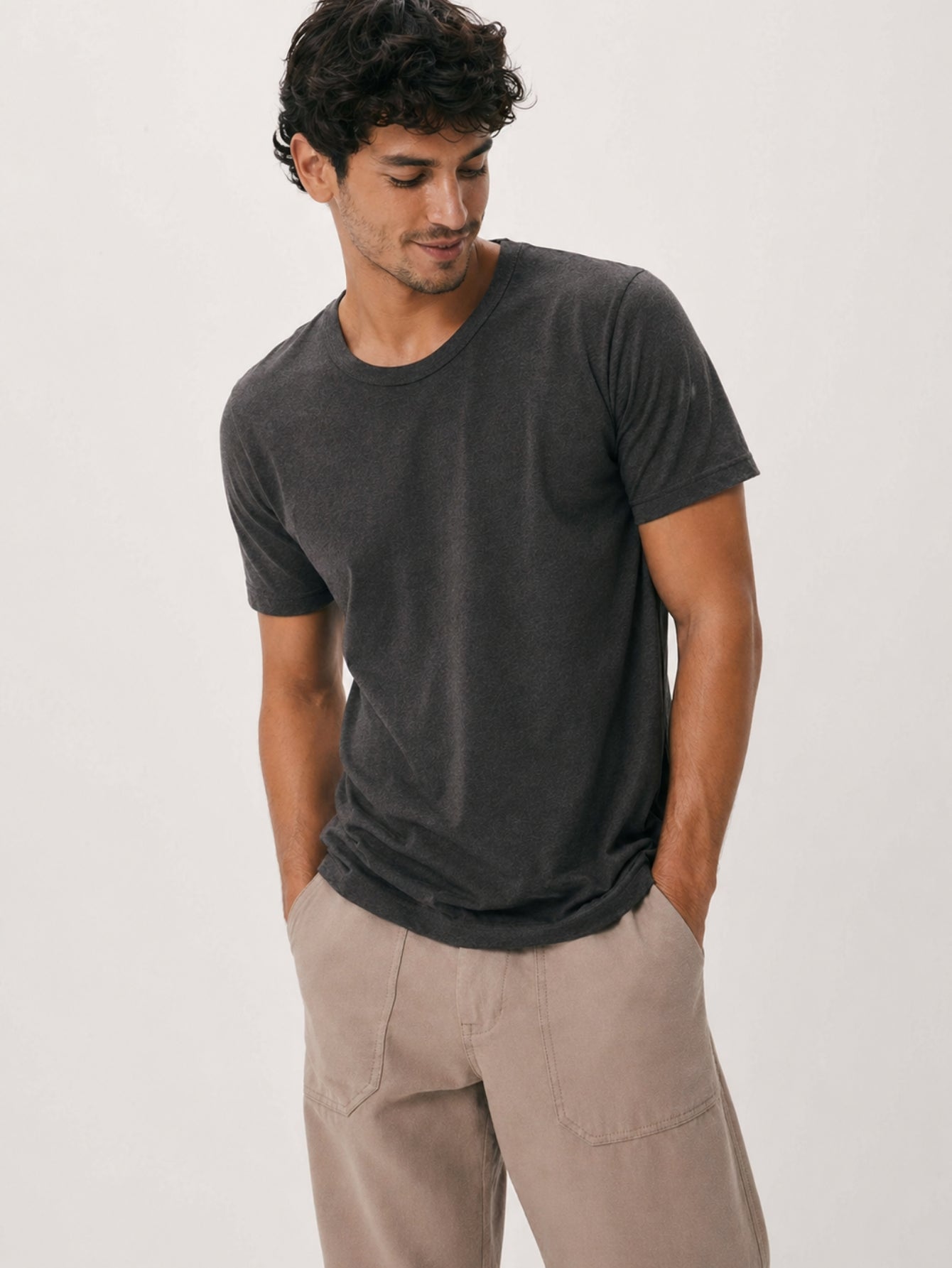 Camiseta Masculina Algodão Básica Cinza Escuro