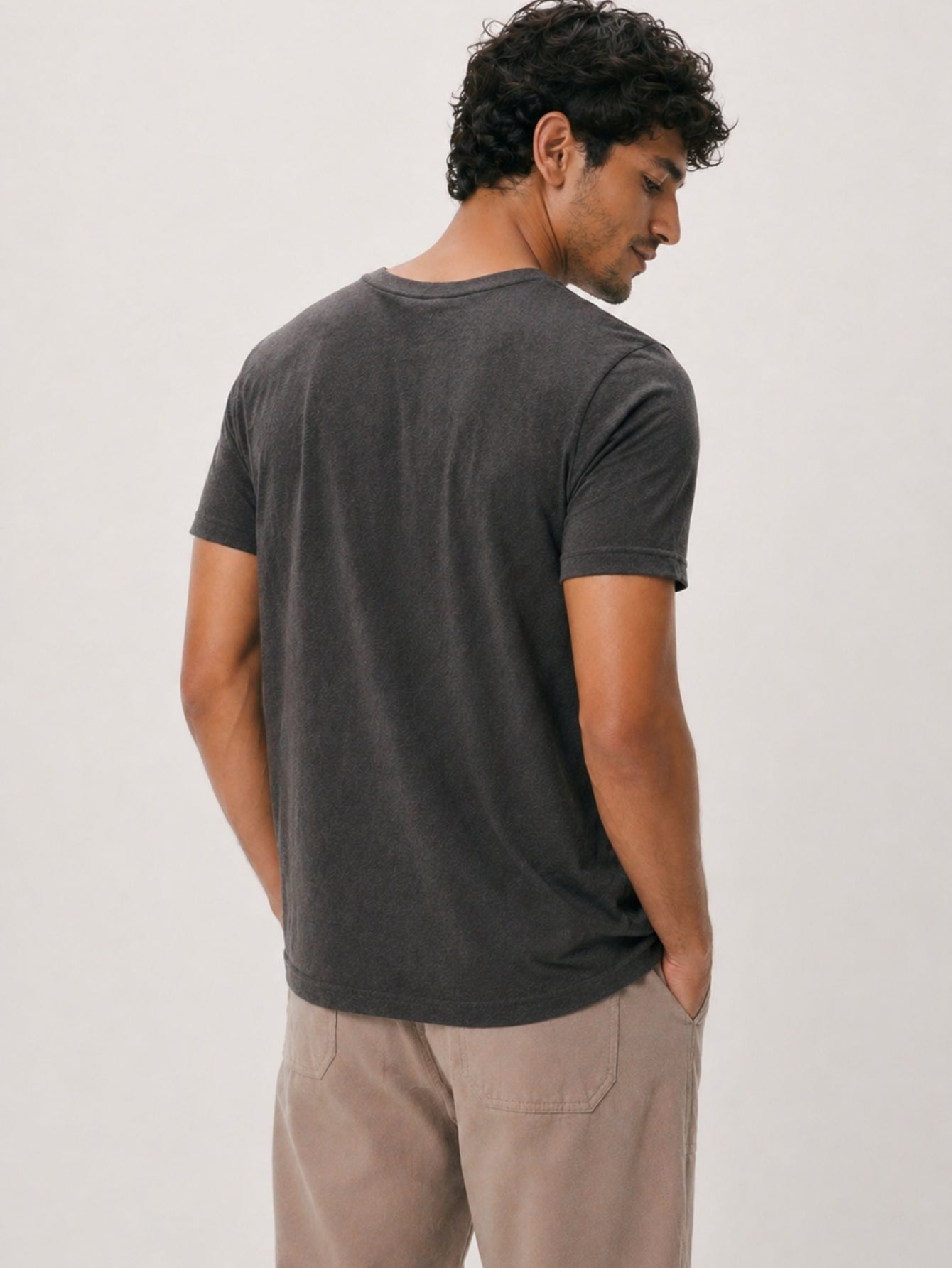 Camiseta Masculina Algodão Básica Cinza Escuro