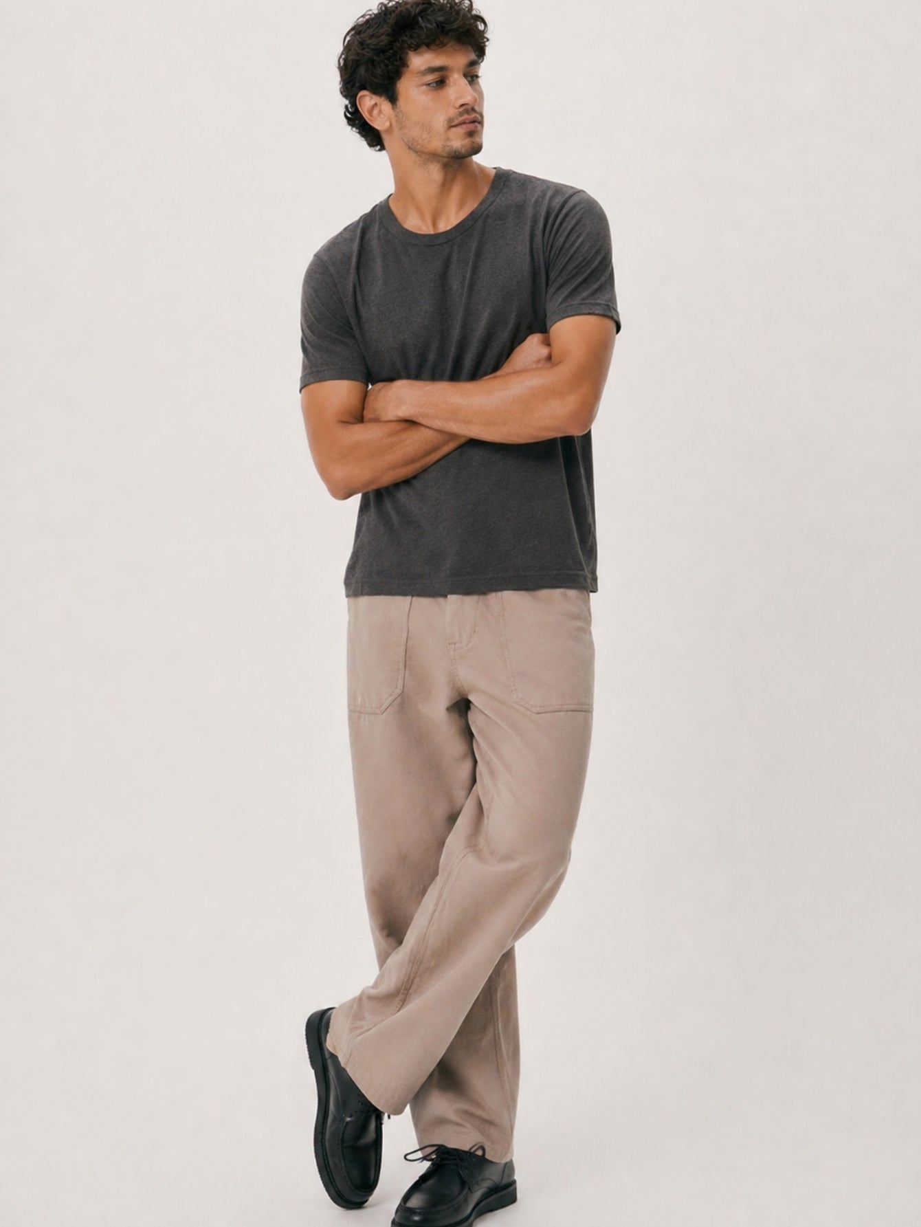 Camiseta Masculina Algodão Básica Cinza Escuro