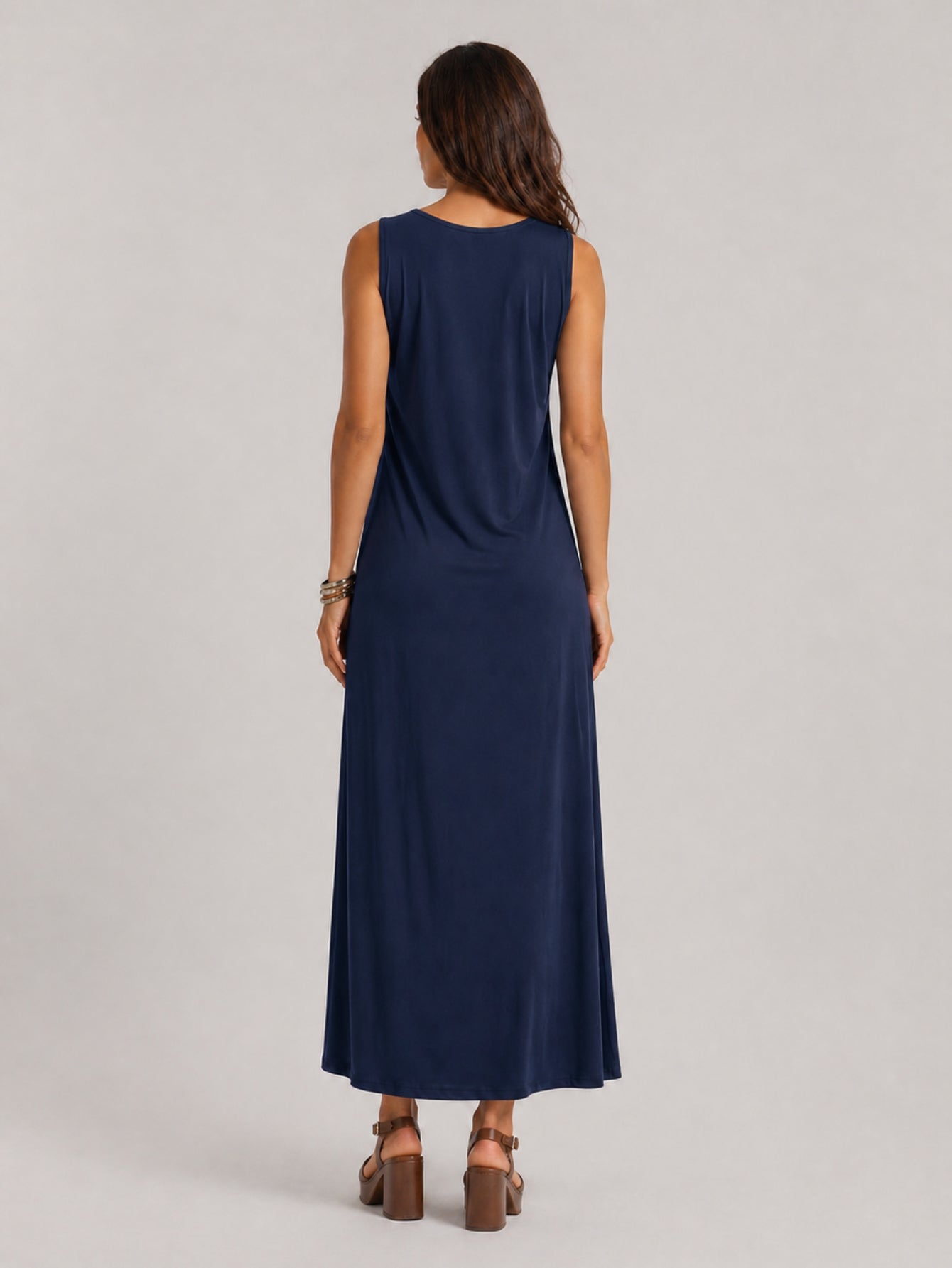 Vestido Longo Aveloz Viscolycra Soltinho com Bolso Azul Marinho