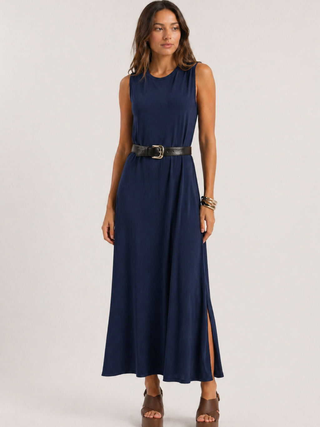 Vestido Longo Aveloz Viscolycra Soltinho com Bolso Azul Marinho