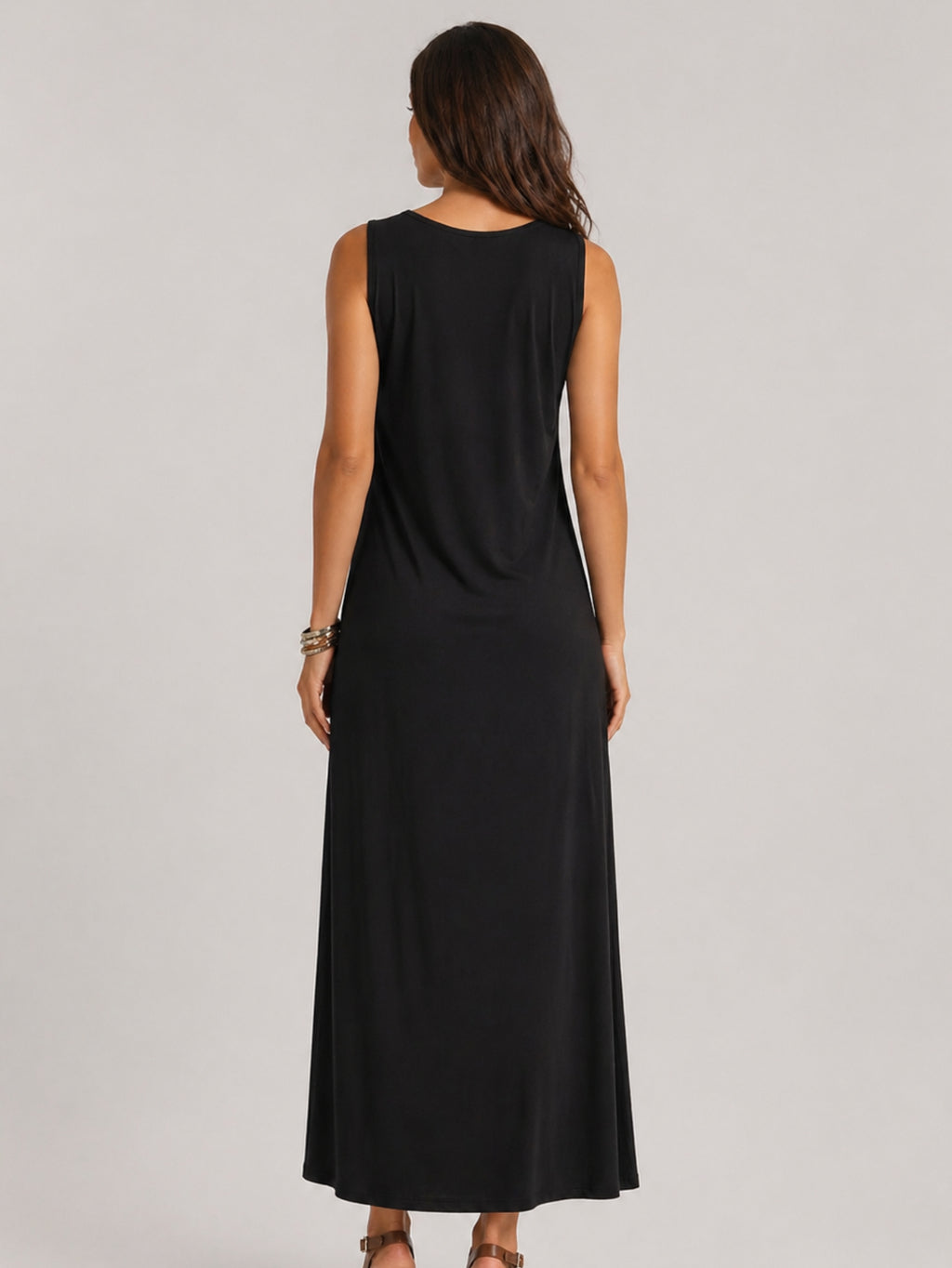 Vestido Longo Aveloz Viscolycra Soltinho com Bolso Preto