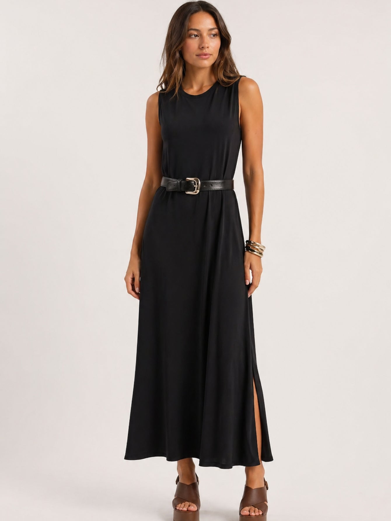 Vestido Longo Aveloz Viscolycra Soltinho com Bolso Preto