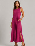 Vestido Longo Aveloz Viscolycra Soltinho com Bolso Fucsia