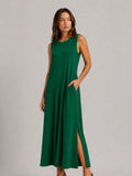 Vestido Longo Aveloz Viscolycra Soltinho com Bolso Verde Bandeira
