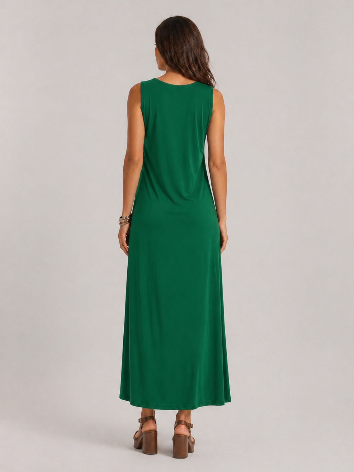 Vestido Longo Aveloz Viscolycra Soltinho com Bolso Verde Bandeira