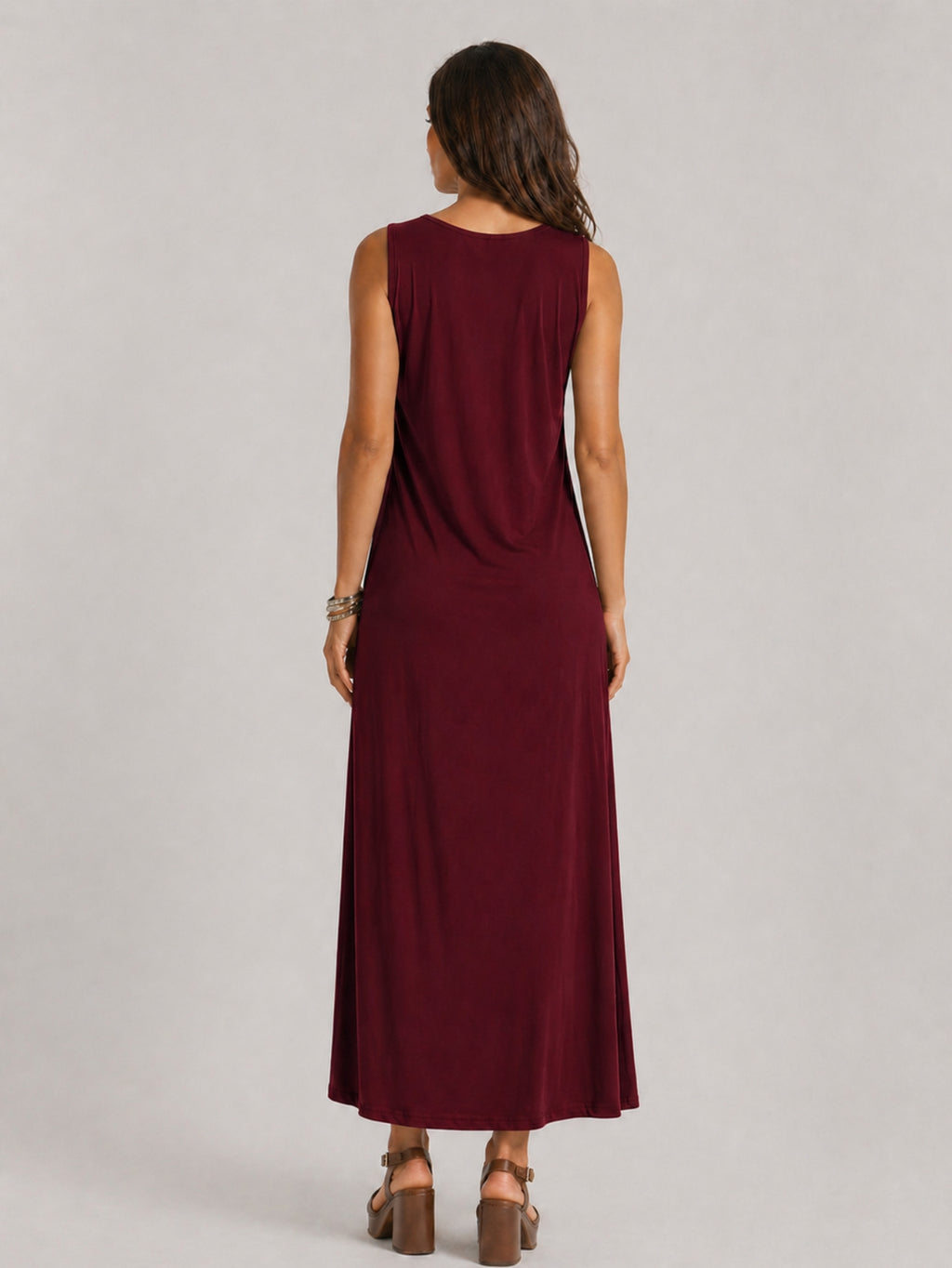 Vestido Longo Aveloz Viscolycra Soltinho com Bolso Vinho