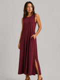 Vestido Longo Aveloz Viscolycra Soltinho com Bolso Vinho