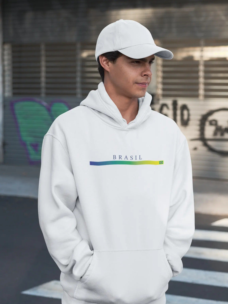 Moletom Canguru Estampado Brasil Faixa Bandeira