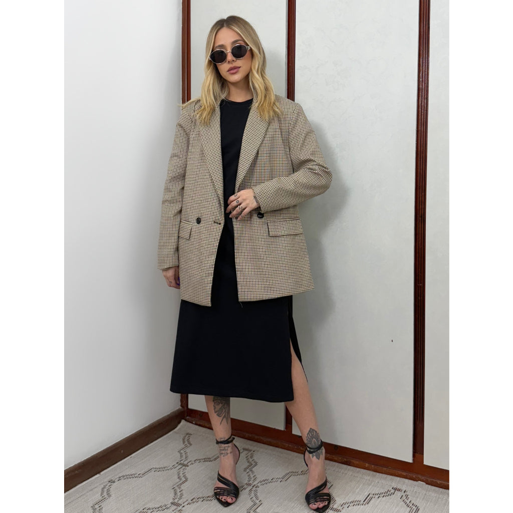 Vestido Mid Camiseta Com Fenda Aveloz Preto