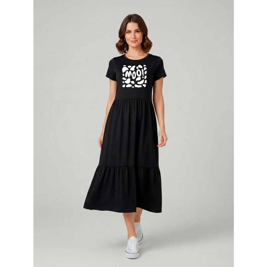 Vestido Midi Três Marias Feminino Aveloz de Algodão Estampa Moo!