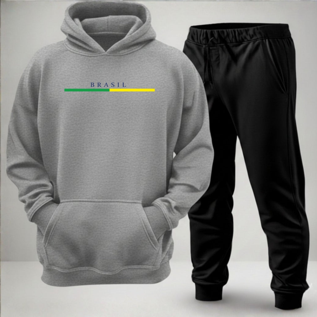 Conjunto Moletom Brasil Faixa Verde E Amarelo Copa Unissex