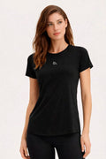 Camiseta Feminina Raglan Dry Estampa Aveloz Proteção Solar Corrida Preto