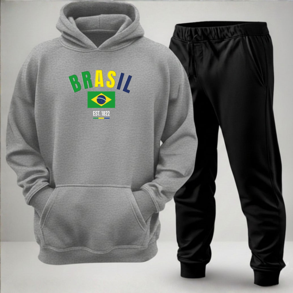 Conjunto Moletom Canguru Brasil Nação Cores Unissex