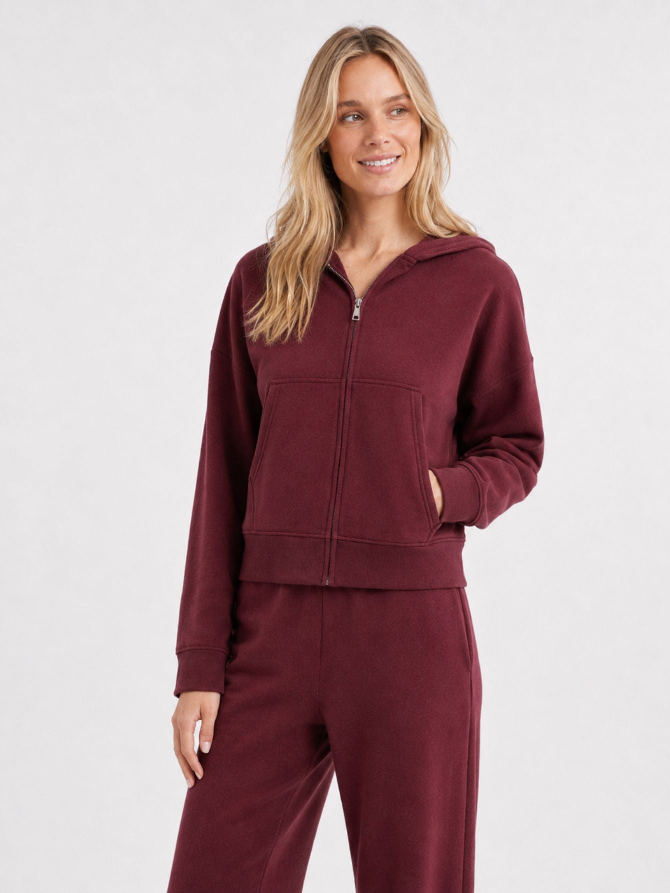 Conjunto Moletom Feminino Flow Aveloz Bordô
