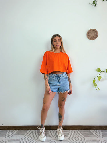 Camiseta Cropped Oversized Aveloz- Laranja Laranja