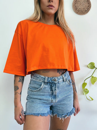 Camiseta Cropped Oversized Aveloz- Laranja Laranja