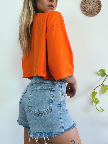 Camiseta Cropped Oversized Aveloz- Laranja Laranja