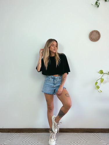 Camiseta Cropped Oversized Aveloz- Preta Preto