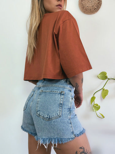 Camiseta Cropped Oversized Aveloz-terracota Marrom