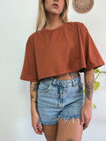Camiseta Cropped Oversized Aveloz-terracota Marrom