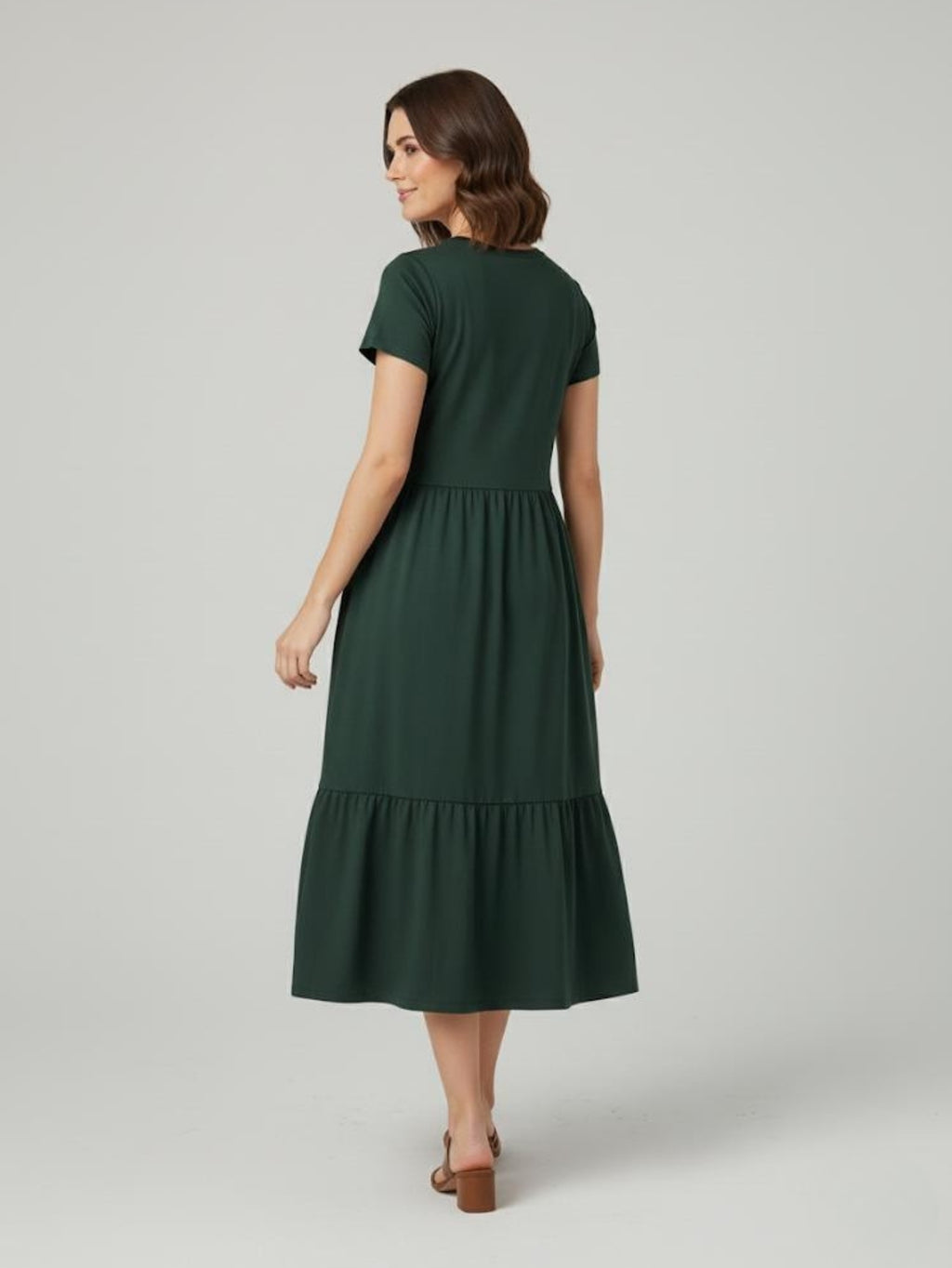 Vestido Midi Três Marias De Algodão Verde Escuro