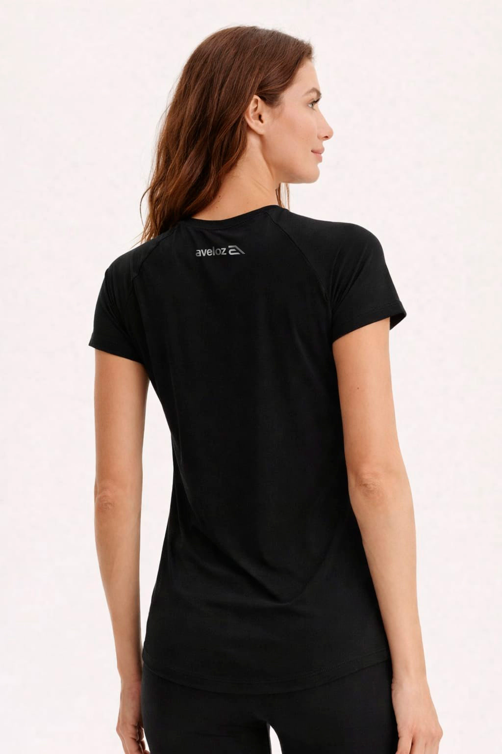 Camiseta Feminina Raglan Dry Estampa Aveloz Proteção Solar Corrida Preto