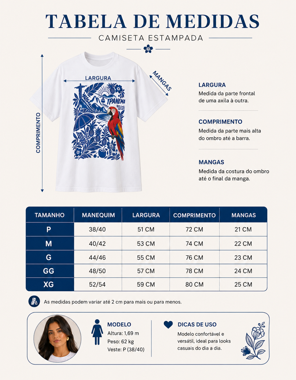 Camiseta Feminina T-shirt Estampa Arara Ipanema