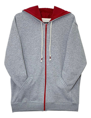 Moletom Aveloz Zíper Duo Color Cinza e Vermelho