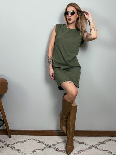 Vestido Aveloz Camisetão Muscle Tee Regata Verde Oliva