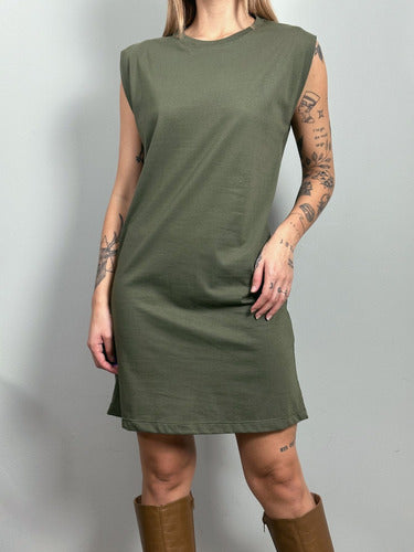 Vestido Aveloz Camisetão Muscle Tee Regata Verde Oliva