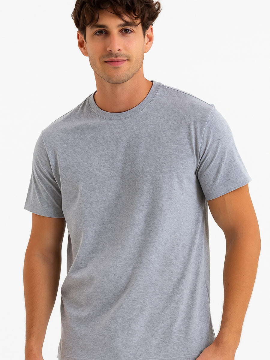 Camiseta Masculina algodão Básica Cinza Mescla
