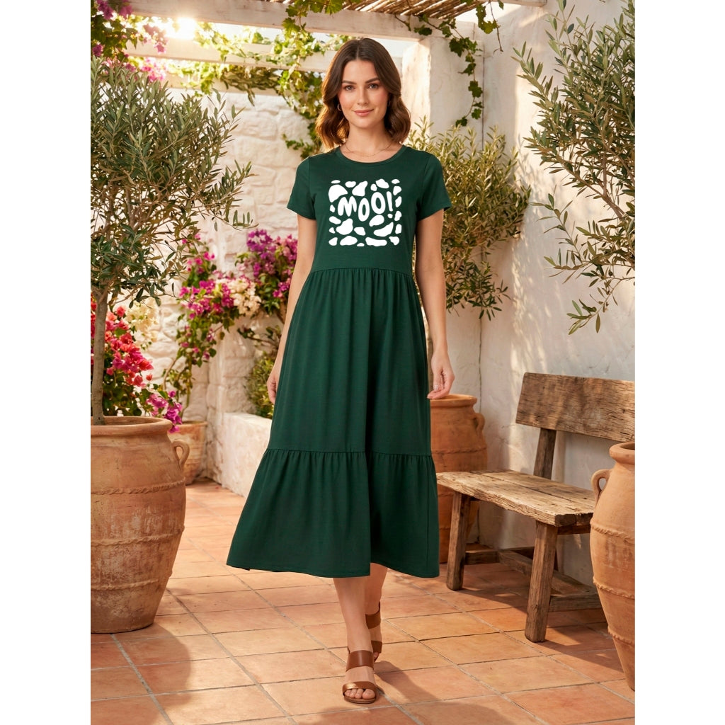 Vestido Midi Três Marias Feminino Aveloz de Algodão Estampa Moo!